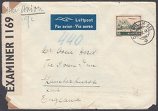 1944 Switzerland/Helvetia Armail to England; Double German/UK Censor;Lamberhurst