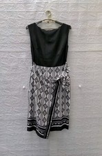 New Ann Taylor Border Wrap Midi Dress Black Sz 12
