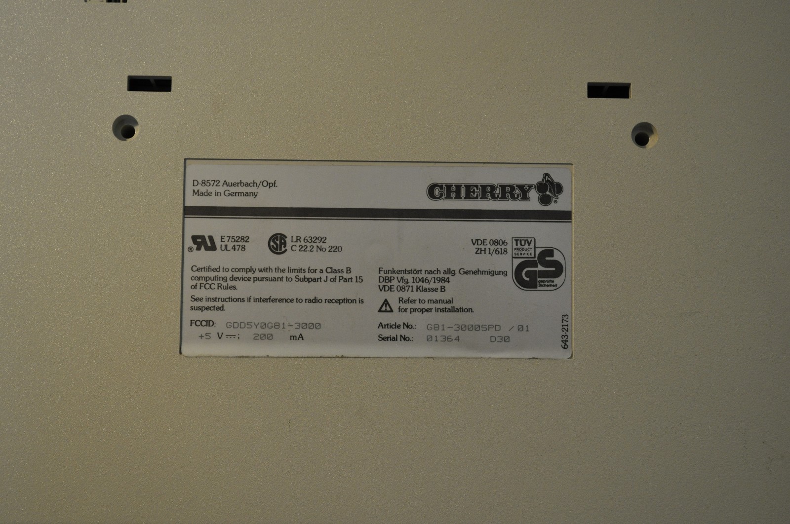 CHERRY G81-3000SPD/01, GDD5Y0GB1-3000, Mechanical Keyboard made in Germany - Picture 8 of 8