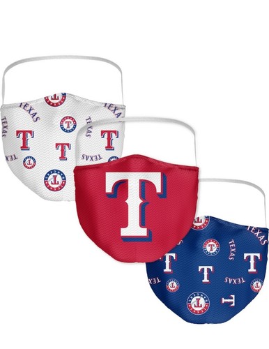 Texas Rangers Fanatics Adult All Over Logo Face Covering 3-Pack - 第 1/4 張圖片