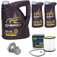 MotoröL Set Mannol Energy 5W-30 7 Liter + ÖLfilter + Schraube FüR BMW 1Er 3Er