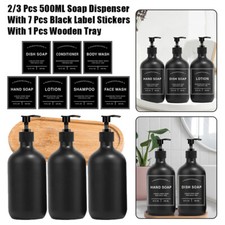 2/3 Pcs 500ml Soap Dispenser Plastic Pump Hand Sanitizer Lotion Bottle Wood Tray