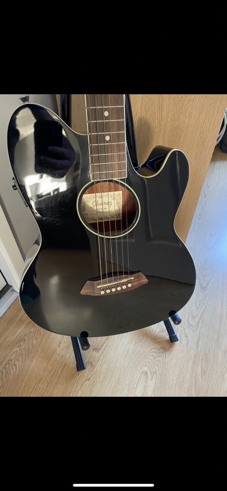 Ibanez Talman TCY10EBK Electro Acoustic Guitar, Black + Roksak Deluxe