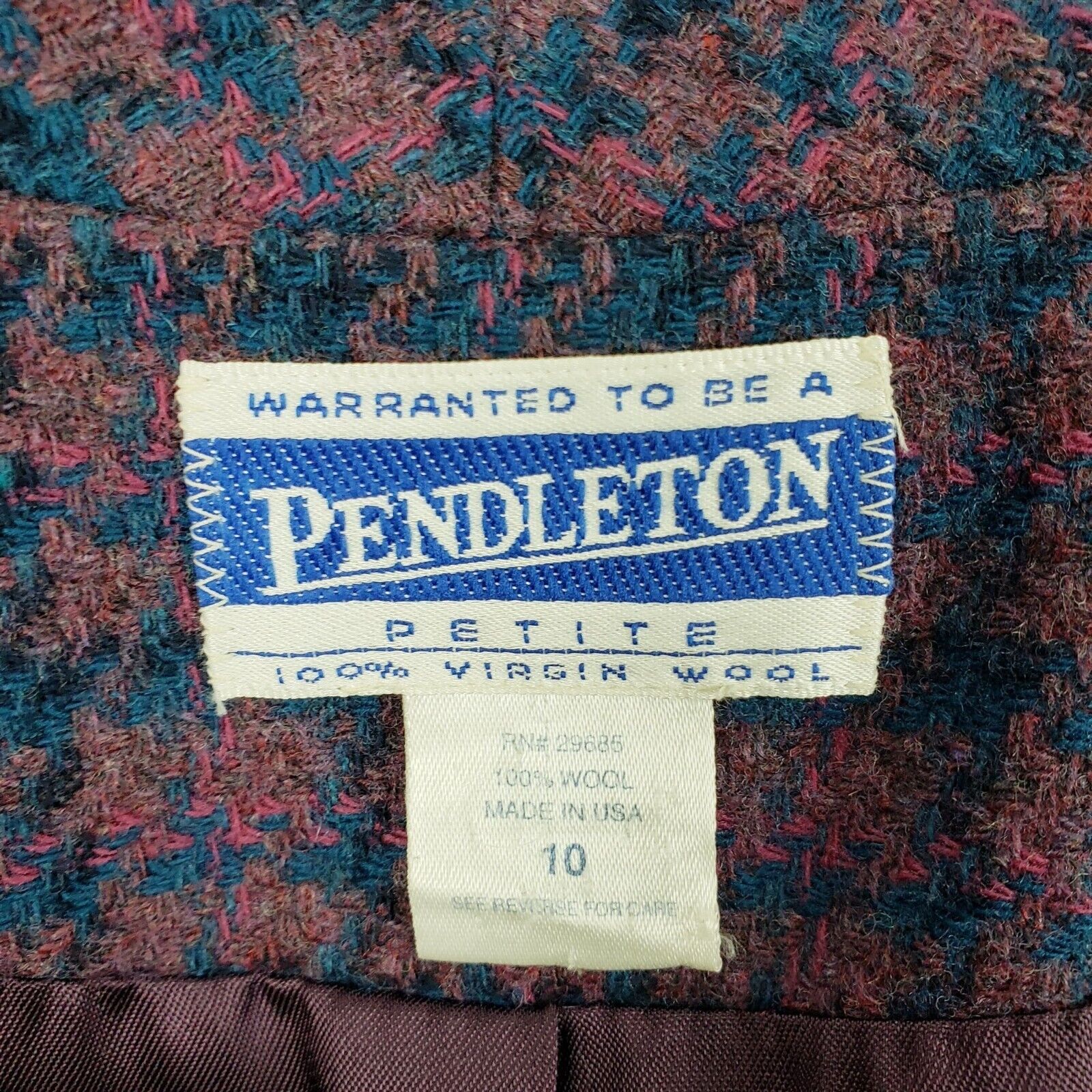 Vintage Pendleton 100% Virgin Wool 2pc Lined Blaz… - image 3