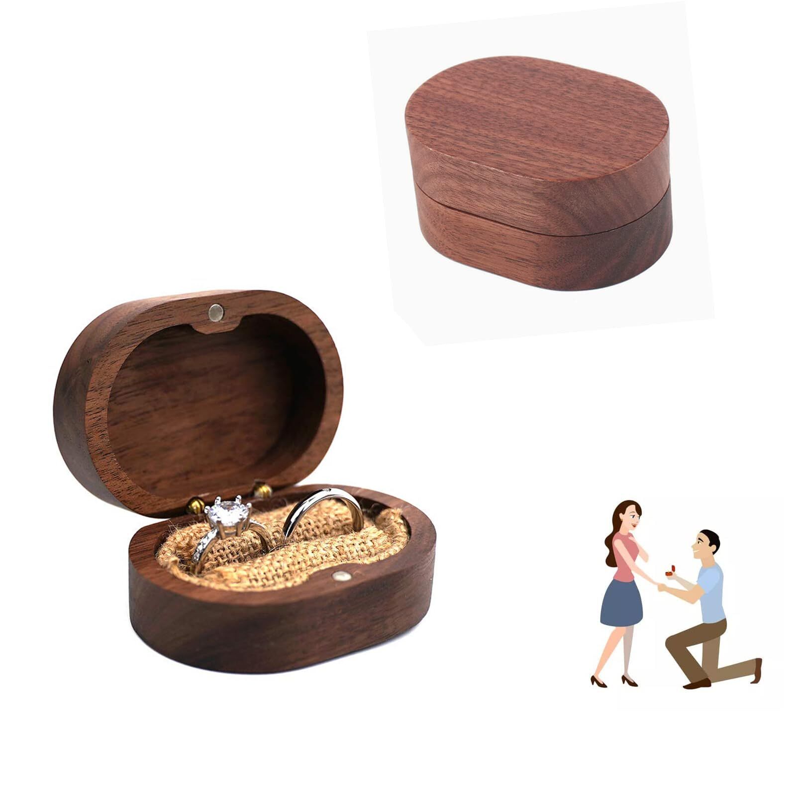 Scatola per Fedi Nuziali in Legno, Legno Scatola per Fedi Nuziali, (k3O)