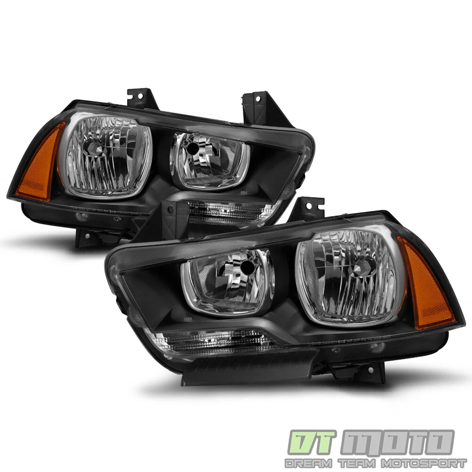 Faros halógenos de repuesto izquierda+derecha Dodge Charger 2011-2014 negros Foto 2 de 4