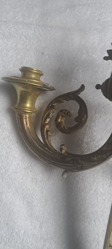 Vintage Paar Wandkerzenleuchter aus massivem Messing im Kunststil, RIESIG! 24" lang - Bild 17 von 19