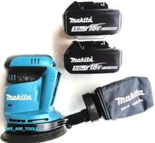 New Makita XOB01 18 Volt 5" Cordless Orbit Sander, (2) BL1850B 5.0 Batteries LXT