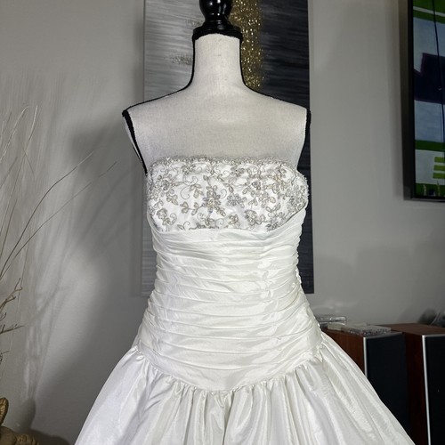 Mori lee By Madeline Gardner Formal Ball Beaded Dress sz 14 Wedding Gown Sequin - Picture 2 of 24