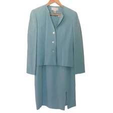 VTG Casual Corner Sleeveless Silk Dress and Jacket Lined Womens Green