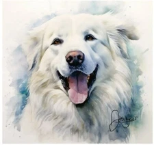 Great Pyrenees Watercolor Painting 8x11 inch Art Print