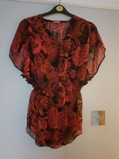Zandra Rhodos rot und schwarz Chiffon Tunika für Marks & Spencers Größe 12