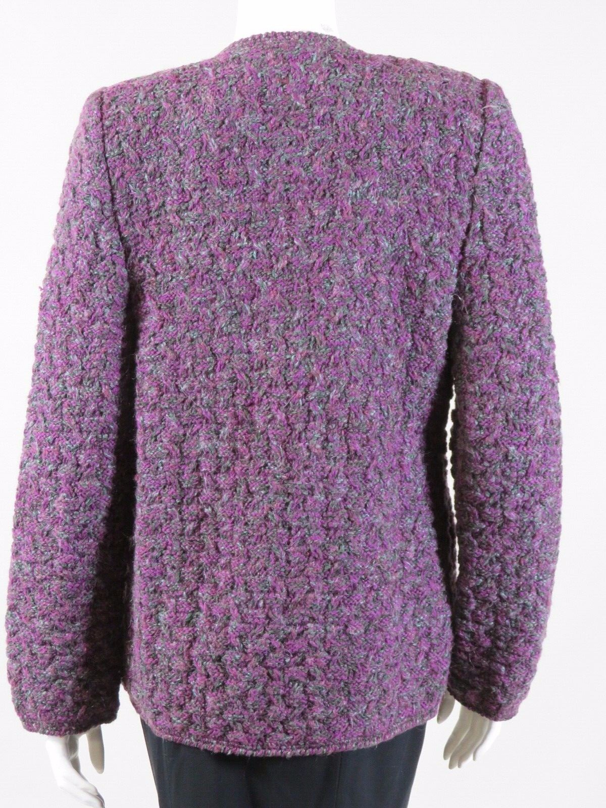 ANDRE LAUG PURPLE & GRAY KNIT WOOL CARDIGAN - image 6