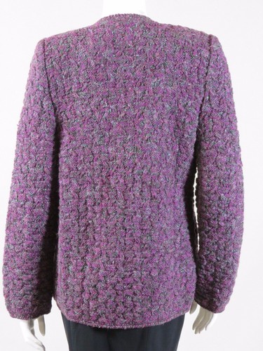 ANDRE LAUG PURPLE & GRAY KNIT WOOL CARDIGAN - Picture 6 of 9