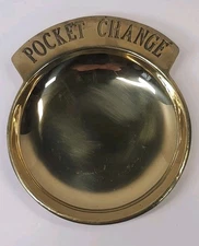 Vintage MCM Brass Pocket Change Dish Bowl Tray Jewelry Key Holder Coin Tray
