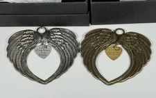 Two Angel Wings “A Piece of My Heart Is in Heaven” Christmas/Memorial Ornaments