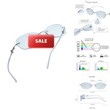LifeArt Blue Light Blocking Glasses,Computer Reading Glasses,Rimless Frame