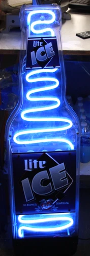Vintage Miller LITE ICE BEER Motion BOTTLE Shaped NEON SignDouble Sided 42"