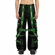 Mens Extreme Bondage Gothic Electro Reflector Black/Green Pant Shorts