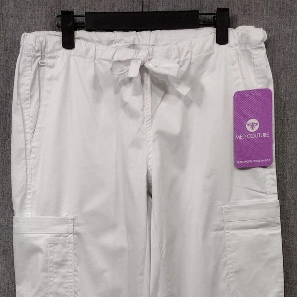 Novo com etiquetas Med Couture cintura média cordão esfoliante de carga feminino S branco retrô anos 90 Y2K - Imagem 2 de 4