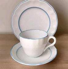 Vintage Spode Blue Marlborough Trio Cup & Saucer & Side Plate EXC