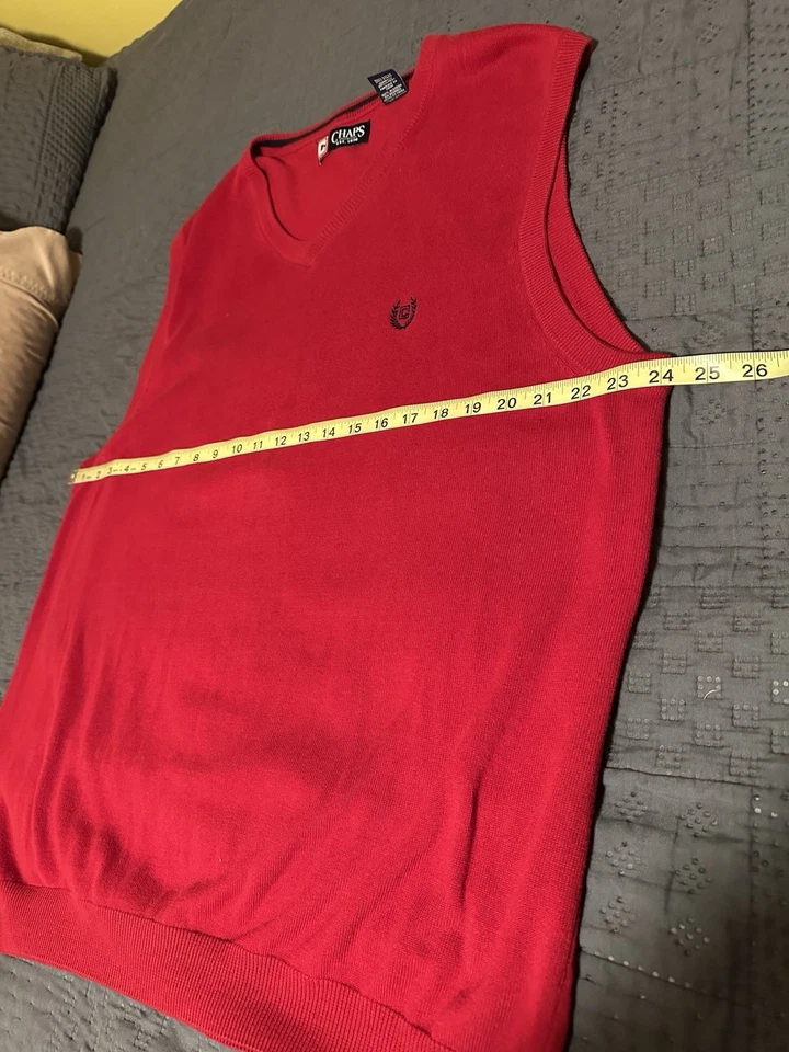 Chaps EST 1978 Men's V-Neck Sweater Vest Red 100% Cotton  Size XL/TG/EG - Image 3 of 4