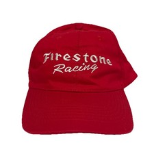Vintage 90  s Firestone Racing Red  White SnapBack Hat Embroidered