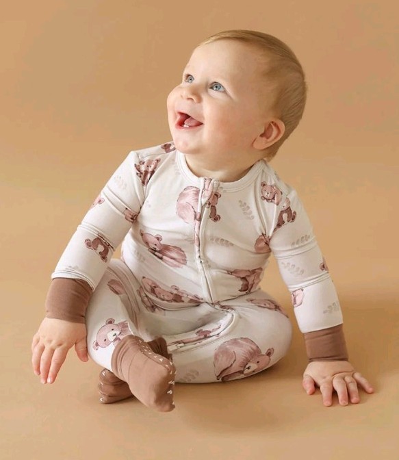 Happy Mother's Day! Posh Peanut Bear Print Bamboo Lounge Set, 2pcs; 2-4-1.