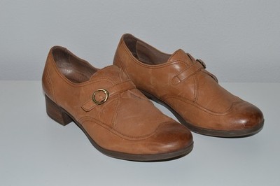 DANSKO Tan Leather Loafers Sz 40 Livie Wingtip Oxford Burnished Nappa Slip On