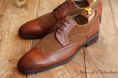 Chaussures derby brogue Russel & Bromley en cuir daim marron foncé pour homme... - Photo 1/4