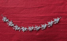 Haarschmuck Haarband Haarreifen elegant Strass + Perlen Hochzeit ect Silber Neu