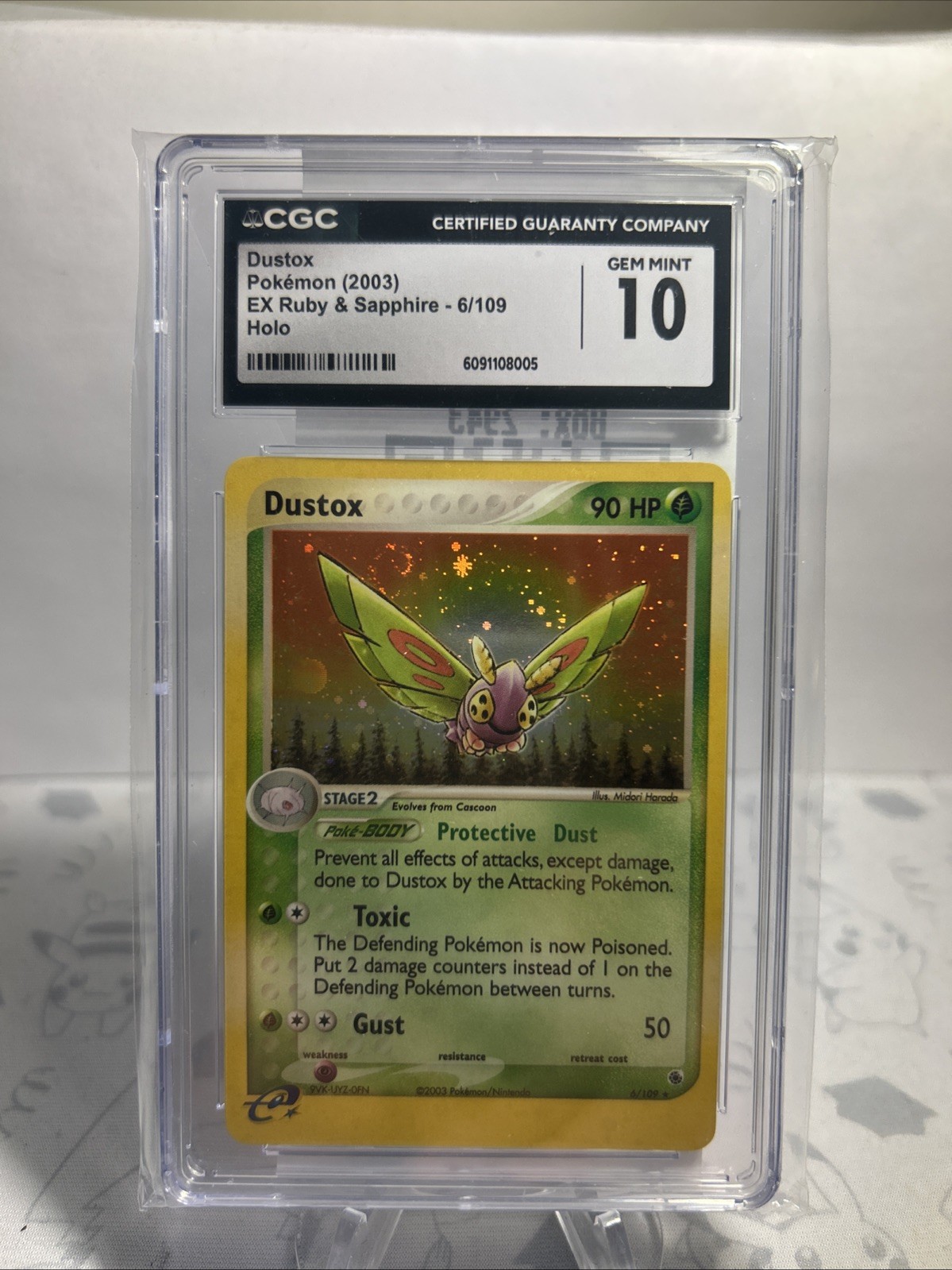 CGC 10 GEM MINT Dustox 2003 EX Ruby & Sapphire 6/109 Holo Pokemon Card SWIRL