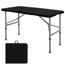 Folding Table 4FT Camping Table Portable Heavy Duty Plastic Rectangular Outdo...