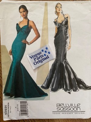 Vogue 2931 Designer Bellville Sassoon Ballkleid Schnittmuster Gr. 6-10 & Etikett