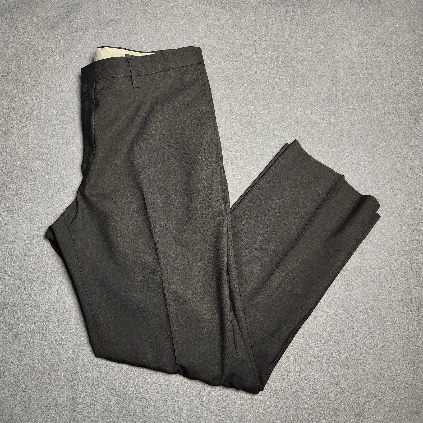 Banana Republic Men 33(34)X30 Black Classic Fit Wool Dress Pants