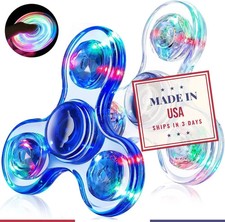 Fidget Spinner 2 Pack, Light up Sensory Fidget Toys Adults Kids 4-8-12 with Auti