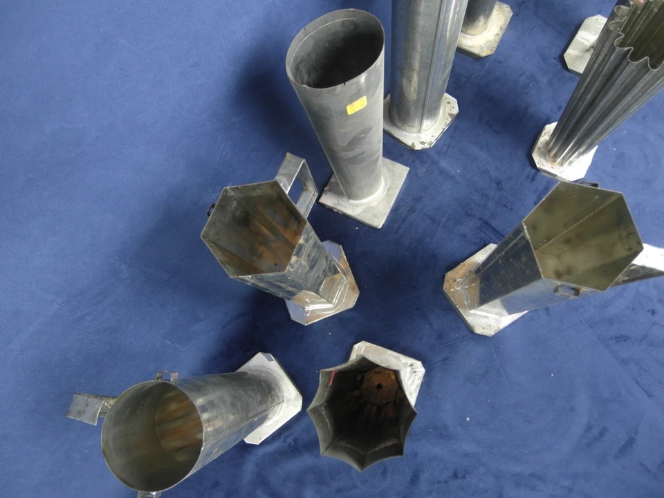 Lot of 10 Metal Pillar Candle Molds Tin Round Ruffled Hexagon 13" - Image 2 of 4