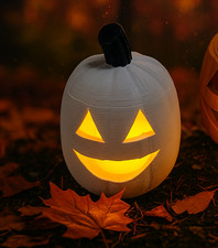Cute Jack O' Lantern Pumpkin with LED flickering light - White