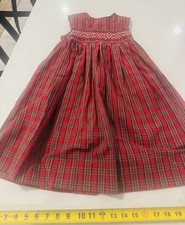 Orient Express Vintage Girls Size 5 Red Plaid Smocked Christmas Dress Sleeveless