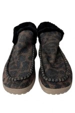 Hey Dude Denny Leo Boots Womens Size 6 Beige Leopard Faux Fur Ankle Booties