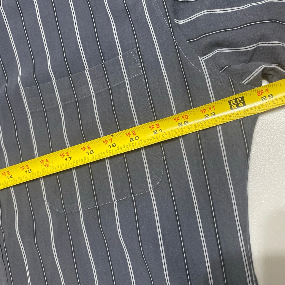 Camisa Puritan Para Hombre 2XL Gris Rayas Mezcla Algodón Manga Larga Con Botones Foto 4 de 4