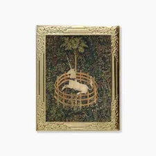Art Frame Enamel Lapel Paint Pin - The Unicorn Rests in A Garden Real Sic New