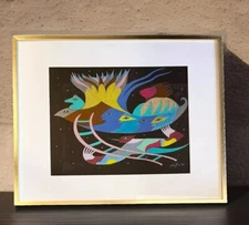 Mauricio Robalino “ A ride With the Dream Bird” Original Painting Signed Framed