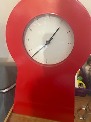 ★希少レアほぼ未使用★北欧IKEA (廃盤品)鍵穴型 掛時計 置時計 収納 IKEA 1999 PS Red Clock Shelf Mantle Keyhole Metal Vintage 18
