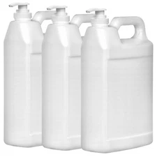 F-Style 38/400 Natural 1 Gallon Bottle HDPE Jug w/ Push Pump (128oz) (3 pack)