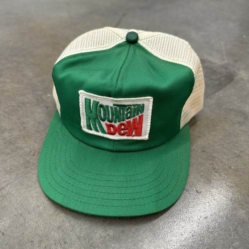 Moutain Dew Trucker Hat Mesh Snapback 80s Patch Green White