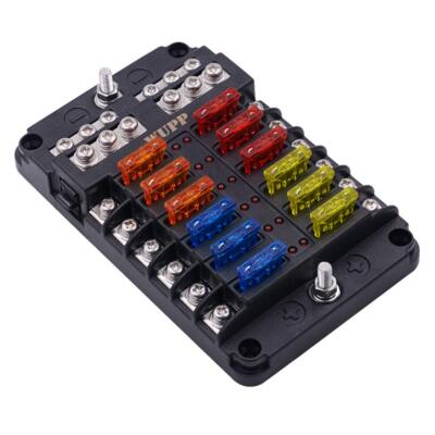 WUPP Boat Fuse Block Marine Fuse Panel with LED Warning Indicator Damp-Proof Co