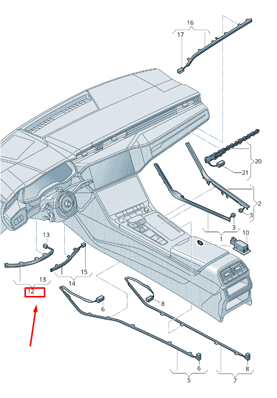 AUDI A6 4A C8 CONDUCTEUR À FIBRE OPTIQUE DROIT RHD 4K2947197A ORIGINAL