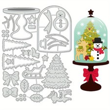 1pc Christmas Glass Dome Theme Carbon Steel Cutting Dies Stencils