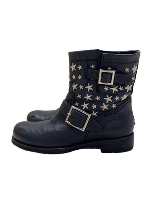 JIMMY CHOO BIKER LEATHER WITH STARS BOOTS For Japan only Short